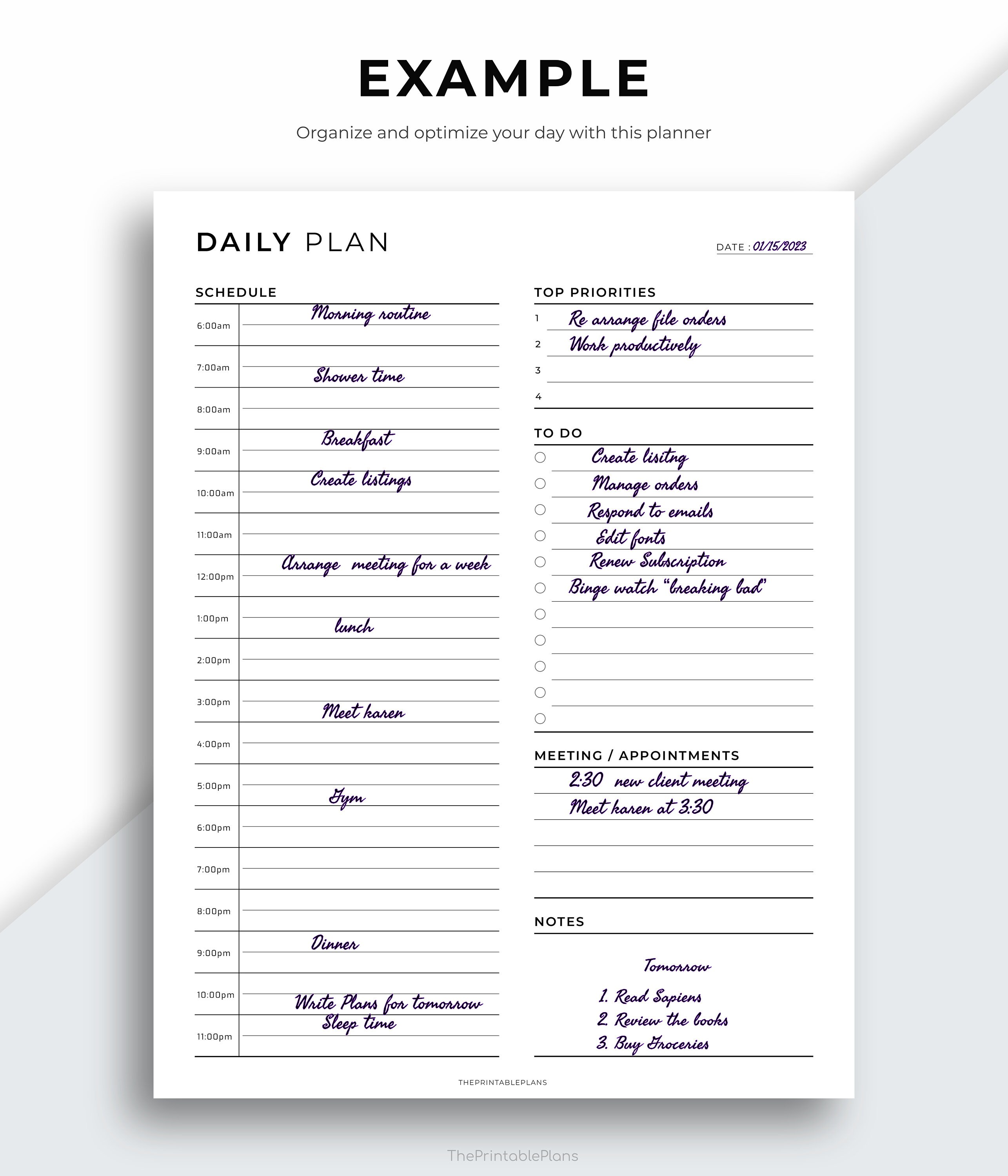 Work Planner, Work Day Organizer, Daily Planner, Work From Home, to Do