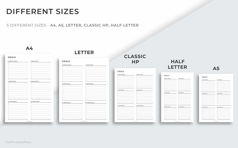 Goal Planner Printable, Goal Setting Planner, Long Term Goals, Productivity Planner, A4/A5/Letter/Classic HP/Half Size, Instant Download PDF image 6