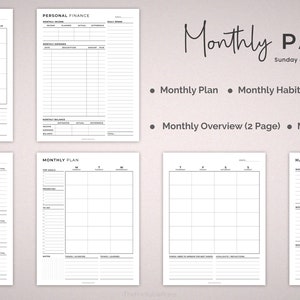 Druckbarer Planer, Personal Planner Bundle, täglich, wöchentlich Monatsplaner, Ziel, Gesundheit, Produktion, Finanzen, POMODORO und Jahreskalender. Bild 3