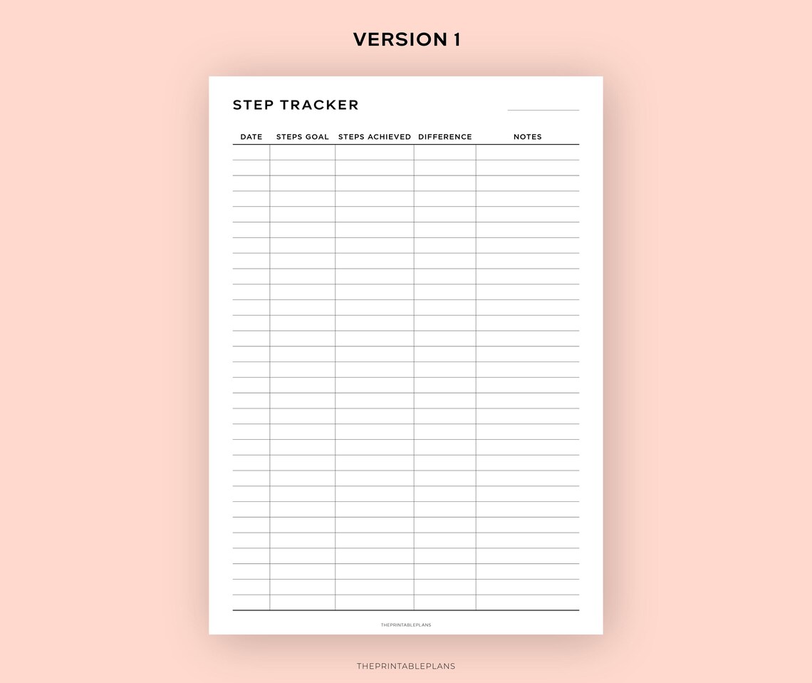 Step Log Color In Simple Step Tracker Printable, Step Log Template, Walking Journal ...