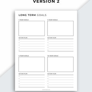 Long Term Goal Planner Printable, Goal setting, Productivity Planner, Goal Tracker, A4/A5/Letter/Classic HP/Half size, Instant Download PDF image 3