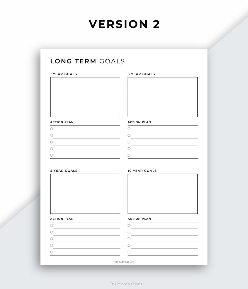 Long Term Goal Planner Printable, Goal setting, Productivity Planner, Goal Tracker, A4/A5/Letter/Classic HP/Half size, Instant Download PDF image 3