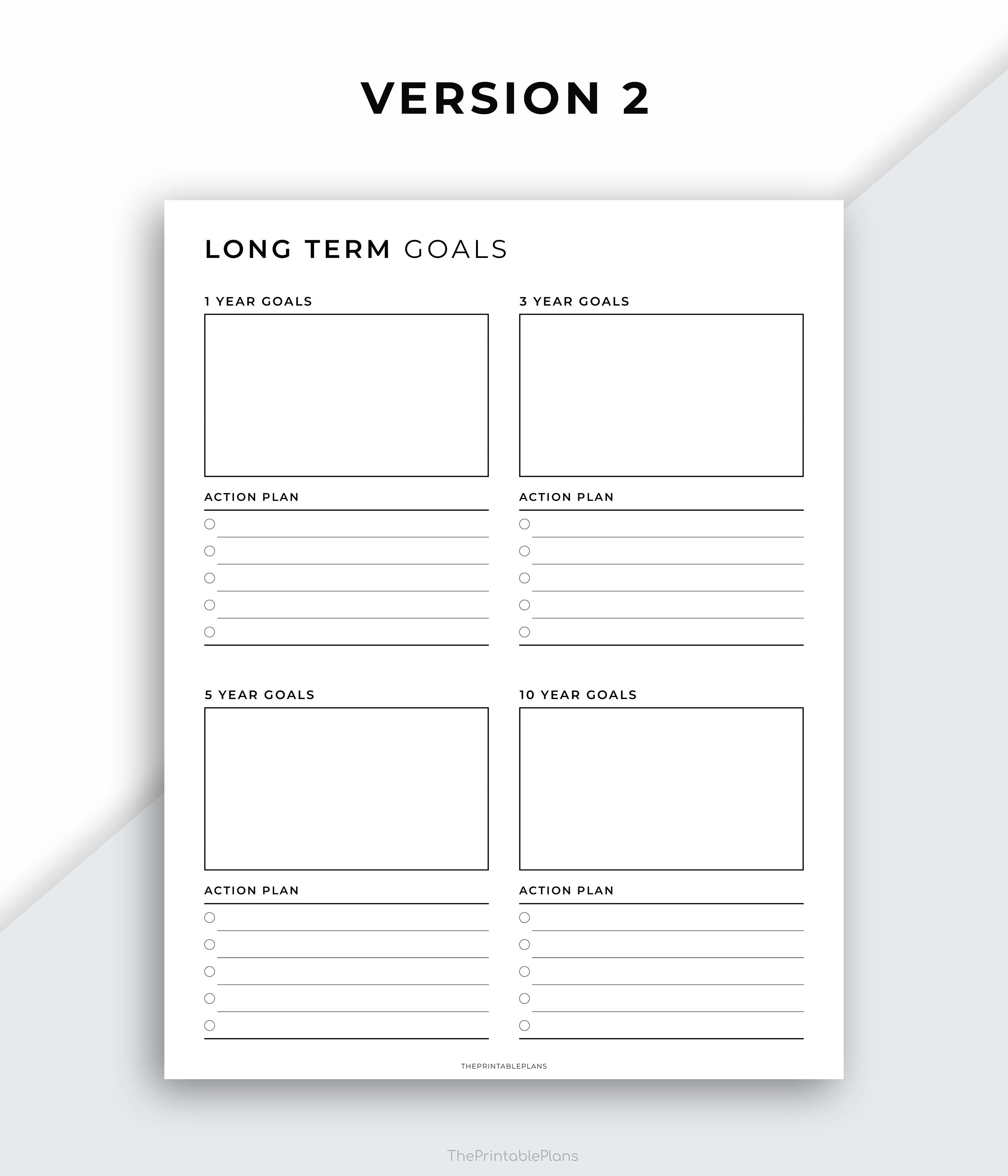Long Term Goal Planner Printable, Goal Setting, Productivity Planner ...