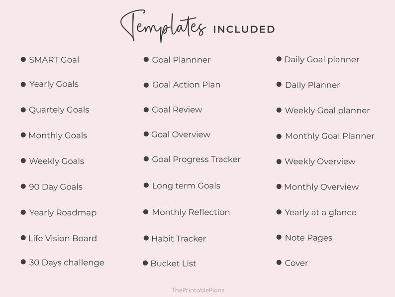 Printable Goal Planner Bundle Daily Weekly Monthly Quarterly - Etsy