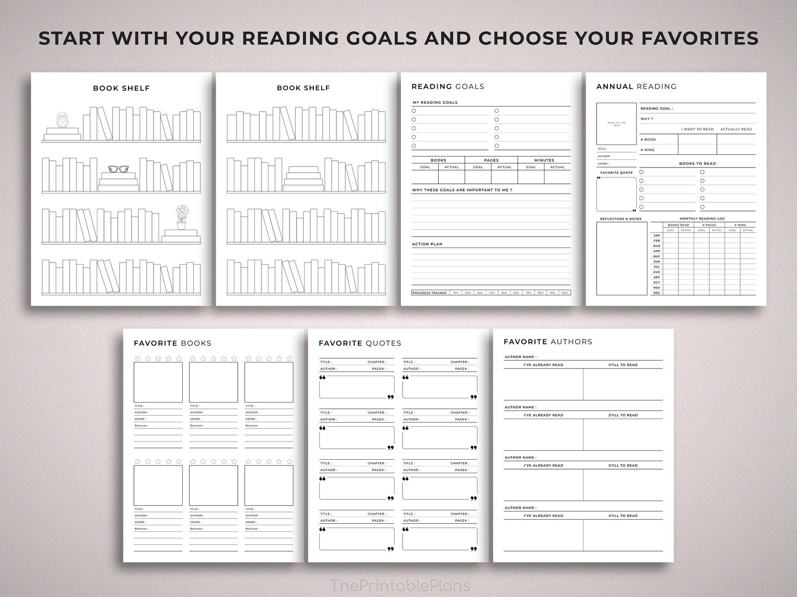 Reading Planner Bundle Printable Reading Journal Reading - Etsy