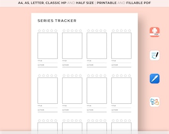 Book Series Tracker, Reading Tracker, Reading Journal, Book Series Planner, Reading Log, Book Series Journal, A4/A5/Letter/Classic/Half Size