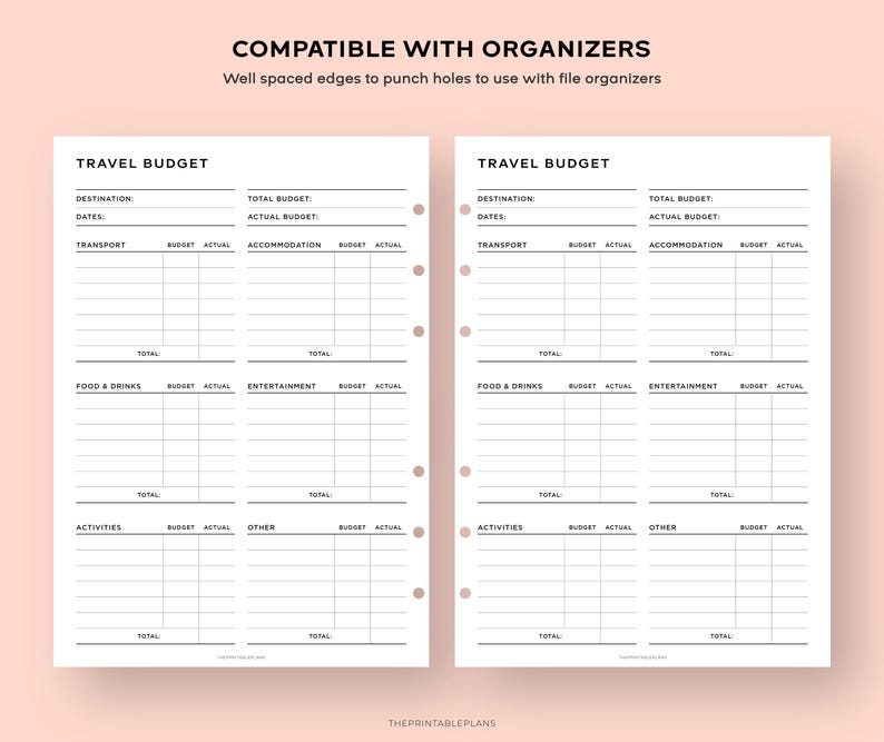 Travel Budget Planner Printable, Vacation Budget Planner, Expense Log, Work / Holiday Spending Worksheet, Finance Planner, Instant Download image 6