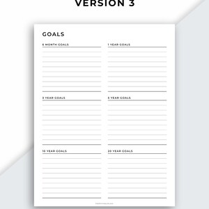 Goal Planner Printable, Goal Setting Planner, Long Term Goals, Productivity Planner, A4/A5/Letter/Classic HP/Half Size, Instant Download PDF image 4