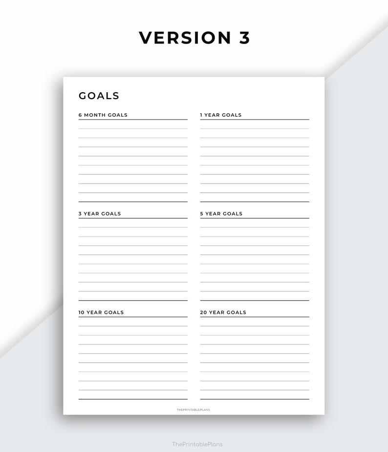 Goal Planner Printable, Goal Setting Planner, Long Term Goals, Productivity Planner, A4/A5/Letter/Classic HP/Half Size, Instant Download PDF image 4