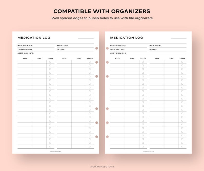 Simple Medication Tracker Printable, Medication Log, Medication Reminder, Medicine & Supplement Tracker, Medication Schedule, A4/Letter Size image 3