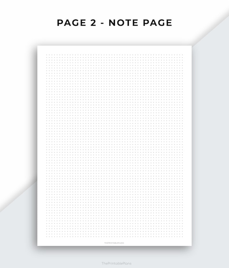 May include: A blank white page with a grid of small black dots. The page is labeled "PAGE 2 - NOTE PAGE" at the top.