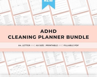 ADHS Putzplaner Printable Bundle, Hausputzplan, Wöchentliche, Monatliche, Jährliche Reinigungscheckliste, Entrümlung, Familienplan