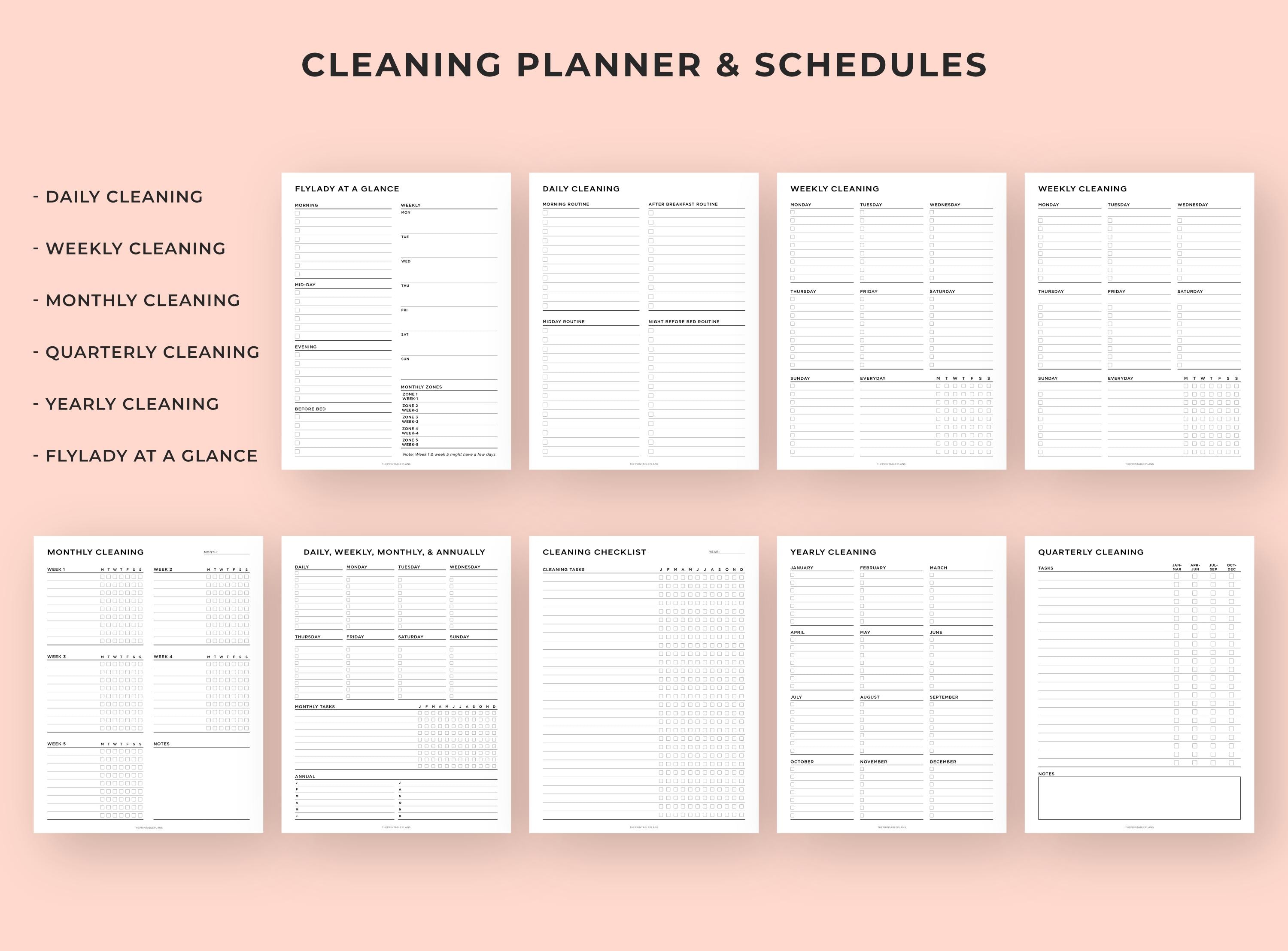 ADHD Cleaning Planner Printable Bundle, Home Cleaning Schedule, Weekly ...