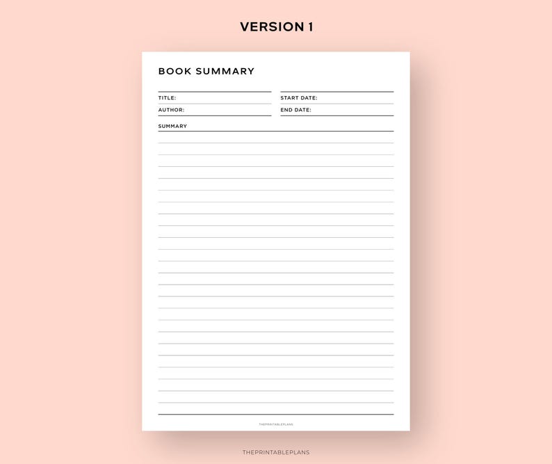 Book Summary.pdf Book Summary Printable, Reading Summary Template, Reading Journal, A4 ...