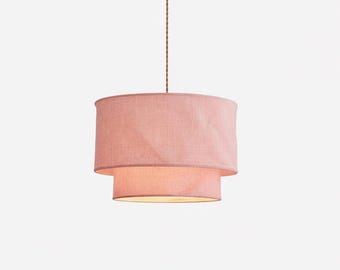 Lampenschirm - Hygge - Leinen Mauve Deckenlampe Leuchte Deckenleuchte Pendelleuchte
