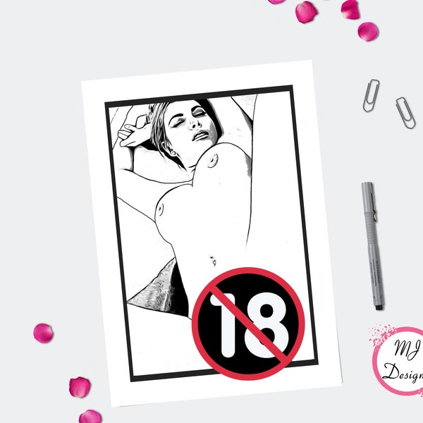 Erotic Nude Coloring Pages, Sexy Coloring Page, Naughty Adult Coloring Pages, Erotica, INSTANT DOWNLOAD