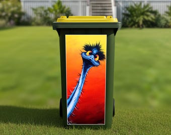 Stunned Emu wheelie bin sticker