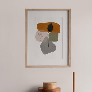 Coastal Walk Art Print: Native Plant, Terracotta & Grey Pebble Design