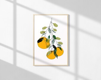 Print Valencia-sinaasappels: moderne keukenmuurkunst