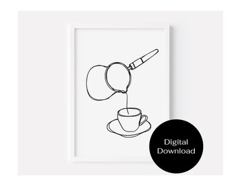 Lámina artística de Chai Latte: Decoración minimalista para el rincón del café (Descarga digital)