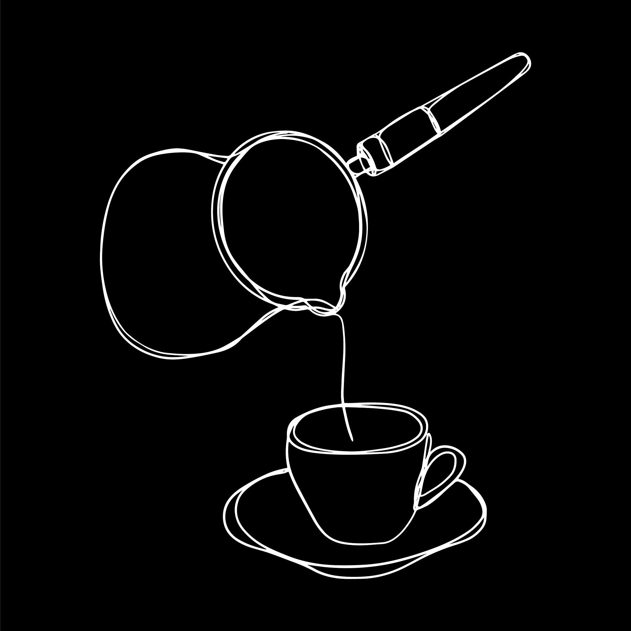 Minimal Black and White Line Drawing Coffee Art Cafe Print Etsy