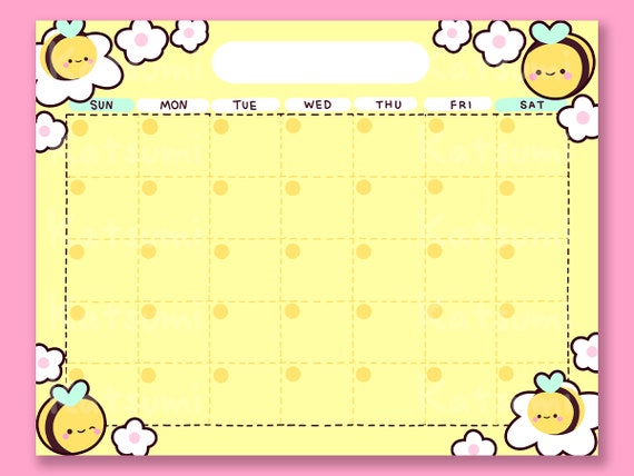Bee Printable Calendar Digital Calendar Instant Download Etsy Il 570xN.4020812367 Km9q