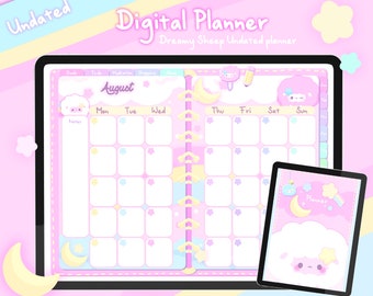 Digital Planner UNDATED, Aesthetic Kawaii Digital Planner Dreamy Sheeps, Ultimate Digital Planner GoodNotes , iPad Planner Hyperlinks