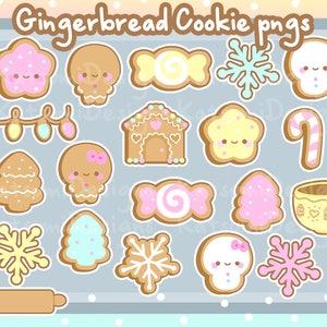 Lebkuchen Keks Clipart Weihnachten pngs, Kawaii Dessert, Digitaler Download, PNG, Line Clip Art, Sticker printable