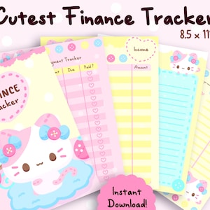 Cute Cat Printable Finance Tracker BUNDLE | Digital PDF, PNG | Budget Tracker Bundle | Savings Tracker, Monthly Budget, Bill Tracker