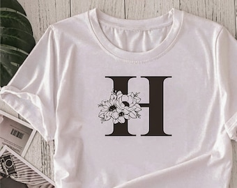 Flex thermocollant Monogramme fleuri / Initiale botanique / Alphabet floral