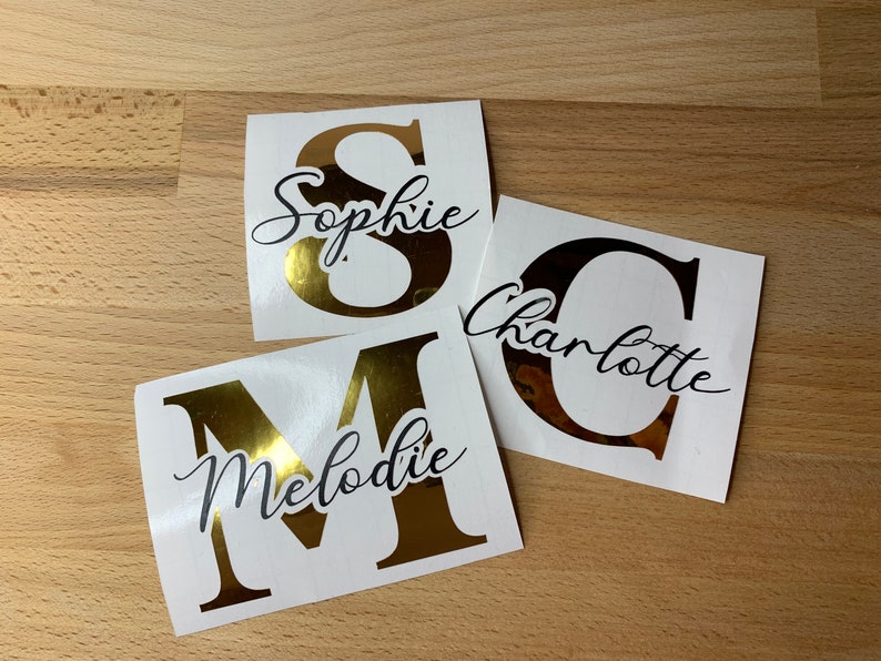 Customizable monogram stickers / Personalize goblet glass gourd first name vinyl / EVJF Baptism Wedding Stickers image 1