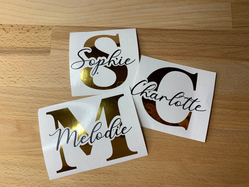 Stickers monogramme personnalisable / Personnaliser gobelet verre gourde prénom vinyle / Autocollants EVJF Bapteme Mariage image 1