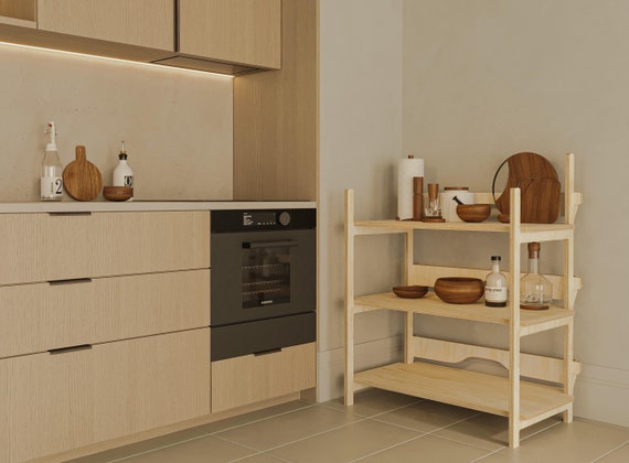 Wooden Shelf, Storage Unit for Kitchen, Living Room, or Office - Minimalist Design, Shelving Unit, Bookcase
