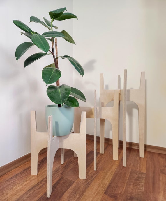 Modern Birch Plywood Plant Stand - Minimalist Wooden Planters for Indoor Plants, Scandinavian Style Decor, Water Filter Stand, Housewarming