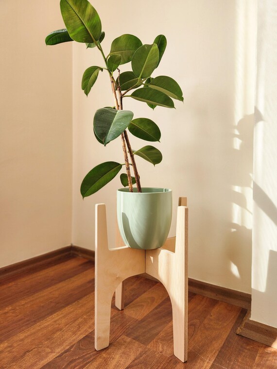 Modern Plant Stand - Minimalist Wooden Planters for Indoor Plants, Scandinavian Style Decor, Birch Plywood, Water Filter Stand, Housewarming