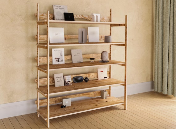 Large Wooden Bookshelf, Modern Bookshelves - Easy Assembly, Minimalist Open Shelf Design for Home or Office, Storage Unit, Shelving Design