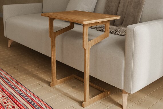 Sofa Side Table, Easy Assembly - C Shaped Side Table, Minimalist Design, Functional Table for Living Room, C Shaped Laptop Desk, Coffe Table