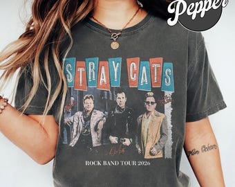 ヴィンテージプリントのストレイキャッツTシャツ、サイズS/M…j762