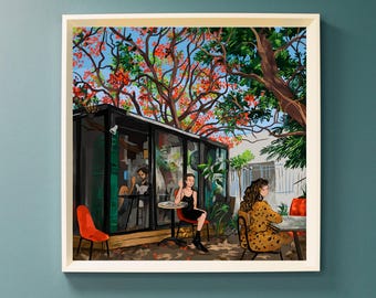 Shapira-café in Tel Aviv afdrukbare kunst direct downloaden