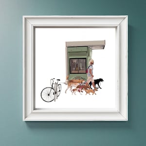 Dog walker Allenby street Tel Aviv printable art instant download
