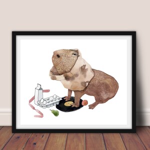 Capybara went shopping  gouache illustration instant download