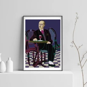 Igor Stravinsky the composer at the cafe table digital portrait instant download for print