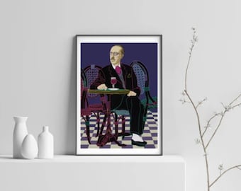 Igor Stravinsky the composer at the cafe table digital portrait instant download for print