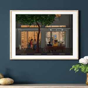 Open Wine bar shop in Tel Aviv printable art instant download