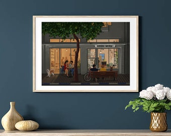 Open Wine bar shop in Tel Aviv afdrukbare kunst direct downloaden