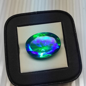 HIGH QUALITY PEACOCK Gemstone Doublet Peacock Quartz Gemstone Rare Gemstone Oval Shape Top Quality Blue Fire 28ct perfect ring size 17X22