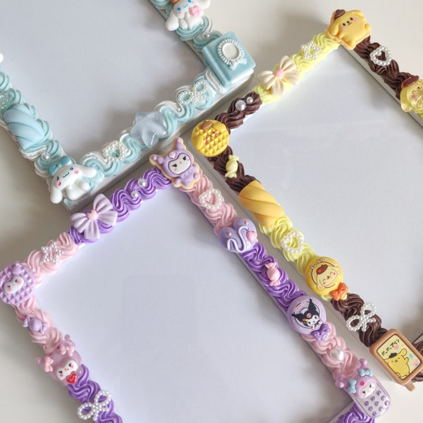 Handmade Decoden Kawaii Photo Frame 6” x 4” | Fake Cream Glue Cute Kawaii Japan Animal Dog Kitty Character Deco Charm Coquette Gift