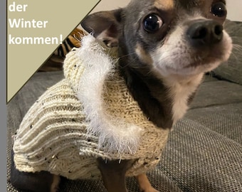 Knitted dog sweater with hood