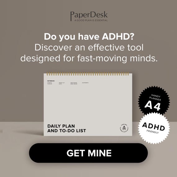 ADHD-Friendly Undated Daily Productivity Planner –  Minimalist Spiral Notebook with Schedule, To‑Do, Habit & Water Tracker | A4 size