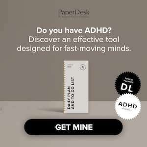 Agenda giornaliera adatta a persone con ADHD – Organizzatore di attività e programmi minimalista senza data | Formato tascabile DL